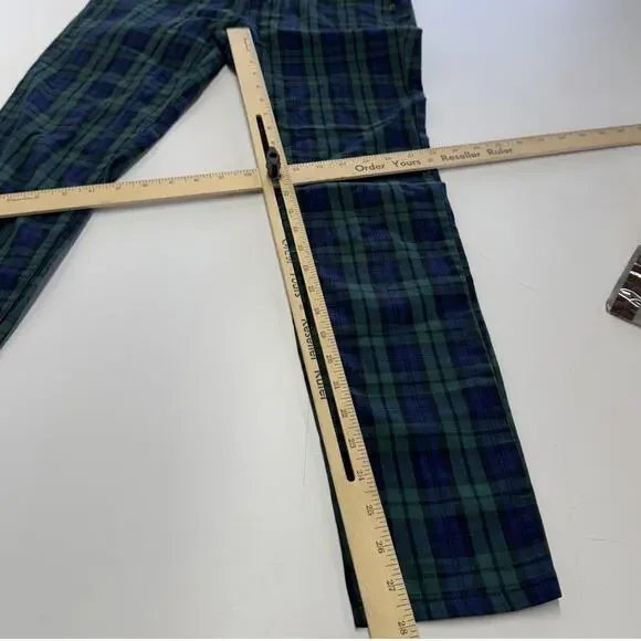 Vineyard‎ Vines Pants Womens 2 Green Blue Plaid Slim Fit Stretch 2P0304 Preppy - Picture 8 of 8
